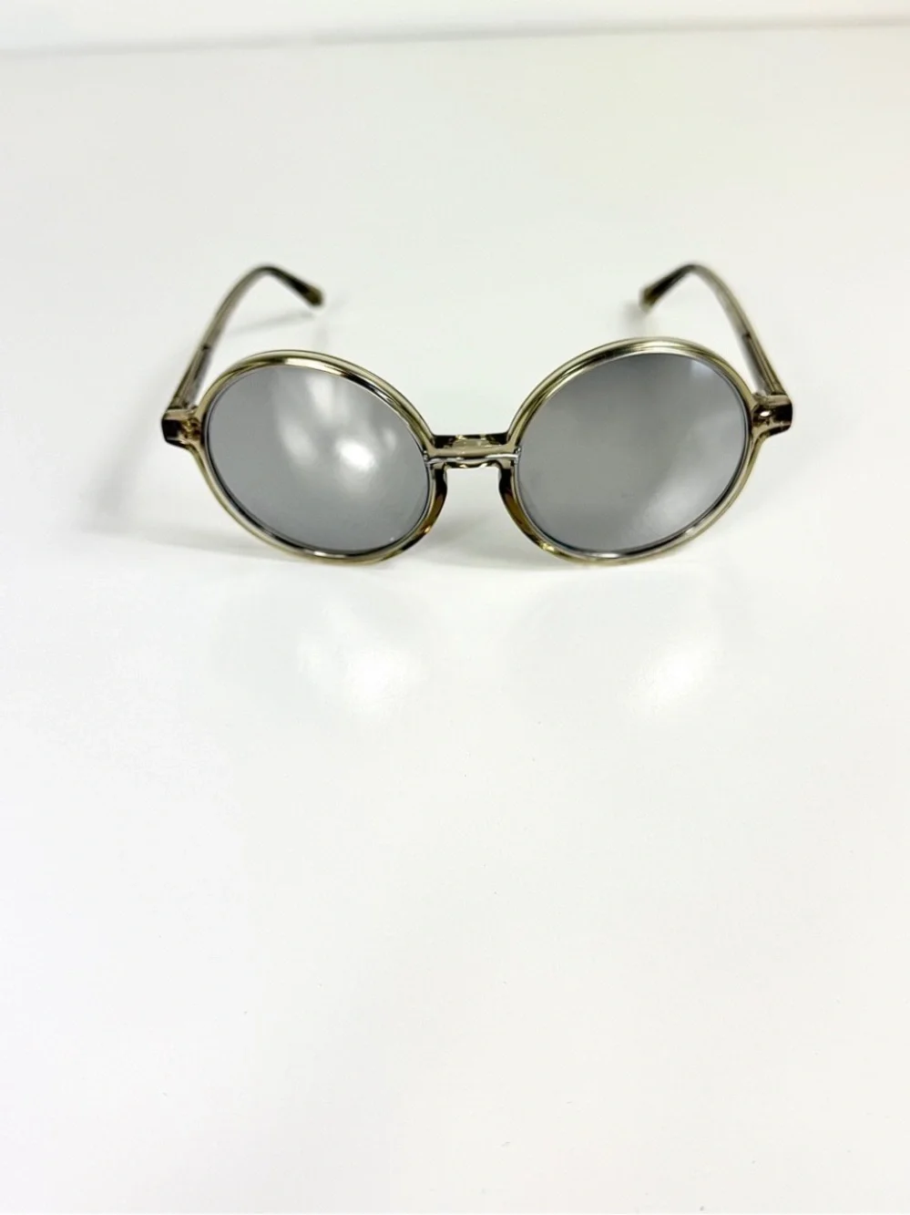 Linda Farrow LFL650 Oversized Round Sunglasses White Gold Titanium Full Set